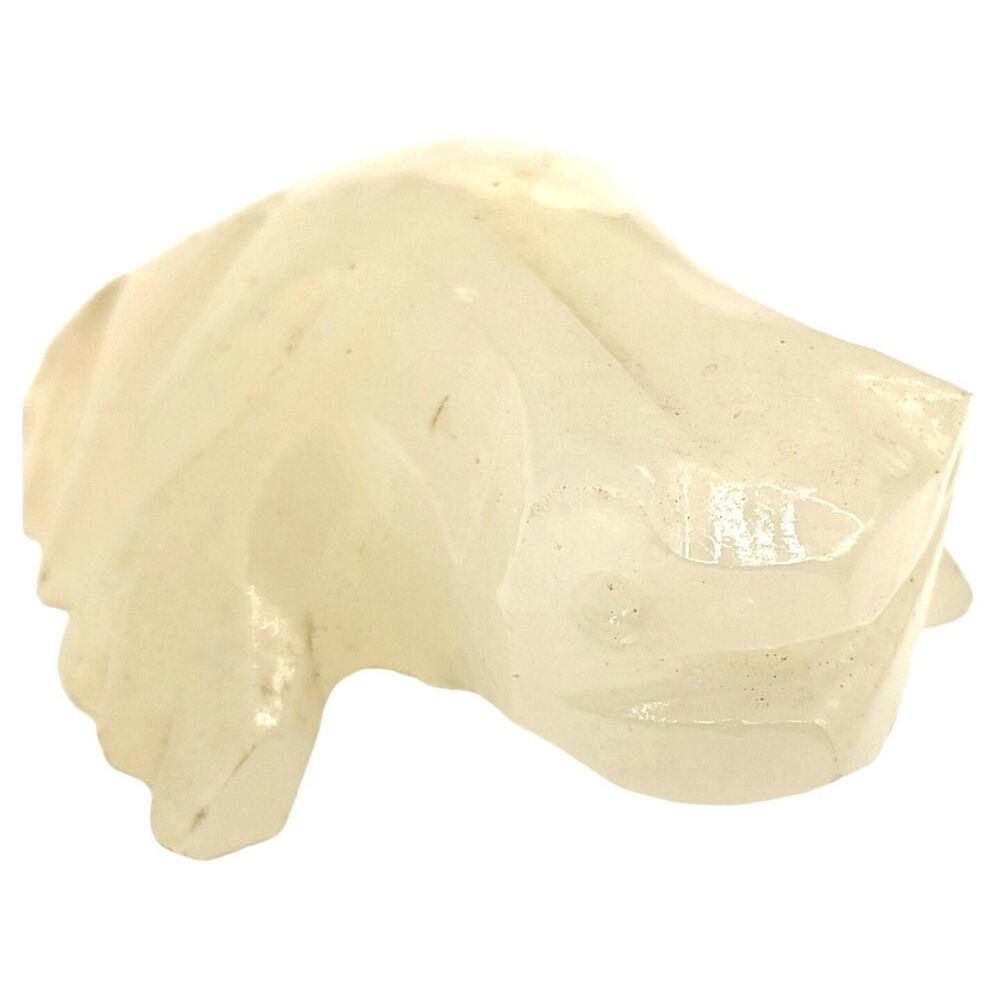 Carved Onyx Frog Toad Figurine Fetish Marbled Translucent Stone With Inclusions